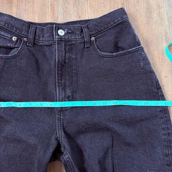 Abercrombie & Fitch Ultra High Rise Wide leg Jeans Black Torn Ripped Knee Baggy - Picture 6 of 13